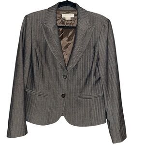 Michael Kors blazer gray brown women’s size 10 shoulder pads medium career wear
